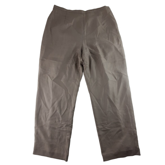 Vintage Talbots Women's Tan Khaki 100% Silk High Waist Straight Leg Pants 12 - Picture 1 of 10